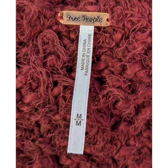 Free People Up The Ladder Sweater Medium Maroon Distressed Grunge Streetwear - Picture 11 of 12
